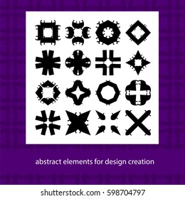 Abstract elements for design ideas. Suits for branding logo or patterns. Stylish creative geometric vector signs. Basic form templates for background and scrapbook creation. 