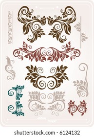 Abstract elements for design. Retro floral ornament for background.