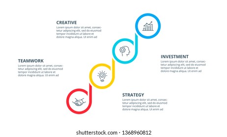 Abstract elements of graph, diagram with 4 steps, options, parts or processes. Vector business template for presentation. Creative concept for infographic.