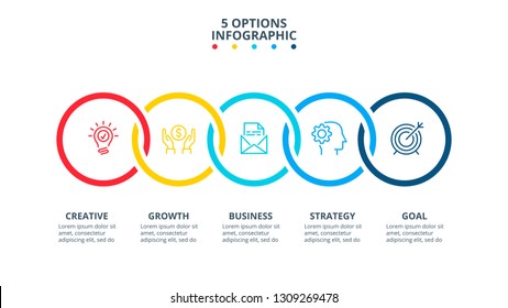 Abstract elements of graph, diagram with 5 steps, options, parts or processes. Vector business template for presentation. Creative concept for infographic.