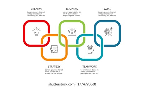 Abstract elements of graph, diagram with 5 steps, options, parts or processes. Template for infographic, presentation.