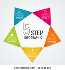 Abstract Elements of Graph, Diagram with 5 Steps, Options. Business Infographic Templates for Creative Presentation. Vector Illustration. EPS10