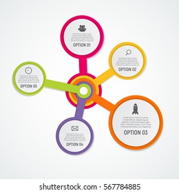 Abstract Elements of Graph, Diagram with 5 Steps, Options. Business Infographic Templates for Creative Presentation. Vector Illustration. EPS10