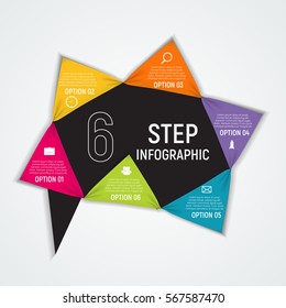 Abstract Elements of Graph, Diagram with 6 Steps, Options. Business Infographic Templates for Creative Presentation. Vector Illustration. EPS10