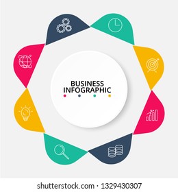 Abstract elements of graph, diagram with 8 steps, options, parts or processes. Template for infographic, presentation