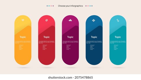 Abstract elements of graph, diagram with Five steps, options, parts or processes and Vector business template for presentation with Creative concept for infographic. Process chart.eps
