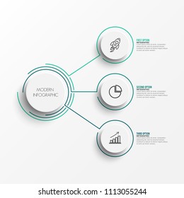 Abstract elements of graph infographic template with label, integrated circles. Business concept with 3 options. For content, diagram, flowchart, steps, parts, timeline infographics, workflow layout, 