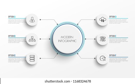 Abstract elements of graph infographic template with label, integrated circles. Business concept with 6 options. For content, diagram, flowchart, steps, parts, timeline infographics, workflow layout,