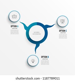 Abstract elements of graph infographic template with label, integrated circles. Business concept with 3 options. For content, diagram, flowchart, steps, parts, timeline infographics, workflow layout, 
