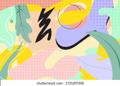 Abstract elements memphis in the style of 80's. graphic pattern of abstract elements in pastel colors for poster and background