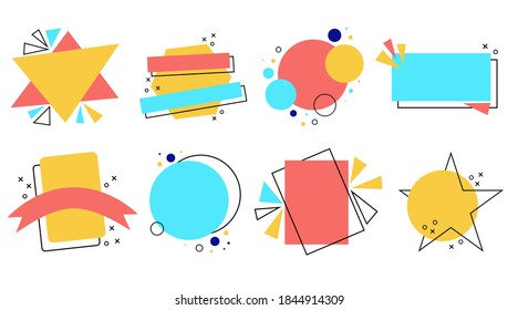 Abstract elements. Modern bright colorful background set for graphic and web design, social media banner and post template, blank empty label and emblems mockup with copy space vector collection
