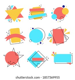 Abstract elements. Modern bright colorful background set for graphic and web design, social media banner and post template, blank empty label and emblems mockup with copy space vector collection