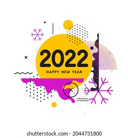 Abstract elements in modern style, a template for your design.Vector illustration. Happy New Year 2022 poster.