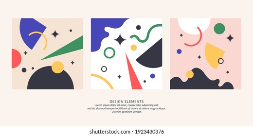 Abstract elements in retro style, a template for your design. A set of geometric compositions. Vector illustration.