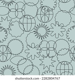Abstract elements seamless pattern. Various outline shapes. Vector illustration.
