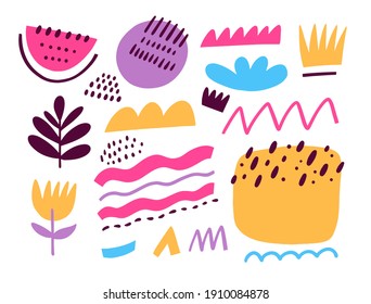 Abstract elements set. Decorative textile and create pattern for background.
