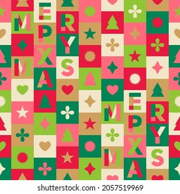 Abstract elements with square seamless pattern for christmas celebration.