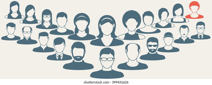 Abstract Elements.Social Icons.People Icon.People Flat Icons Collection.User Icons And People Icons With Background.Choosing The Talented Person For Hiring