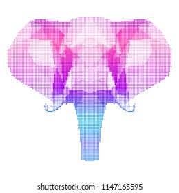 Abstract elephant head isolated on white. Graphic animal portrait for birthday card, modern party invitation, wallpaper, shop sale advertising, workshop, t-shirt, bag print, poster.