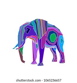 Abstract  elephant. Isolated on white background.Vector colorful illustration.