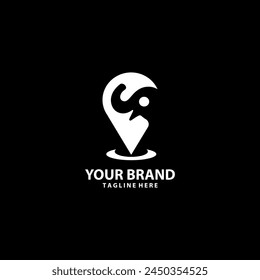 abstract elephant location symbol logo desain vector