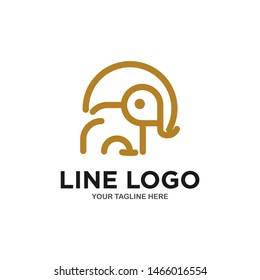 Abstract Elephant Logo Design Creative Line Vector