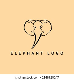 Resumen de la plantilla de vectores de logotipos de elefantes, el signo o el icono. cabeza de elefante. Concepto de espacio negativo con tipografía moderna. Aislado.