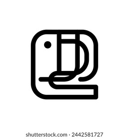 Abstract Elephant with long trunk Sign line Logo Design . Creative linear animal gold logotype