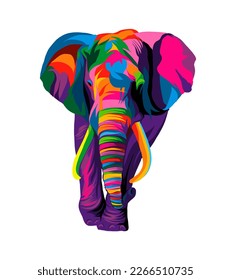 Abstract Elephant from multicolored paints. Splash of watercolor, colored drawing, realistic. Vector illustration of paints