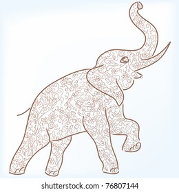 Abstract elephant on white background
