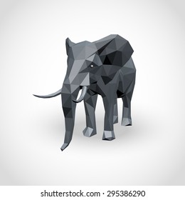 Abstract elephant polygonal isolated on white background. Vector illustration.