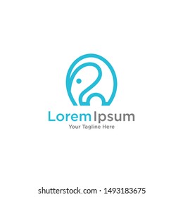 Abstract elephant vector logo design. Creative linear animal gold logotype