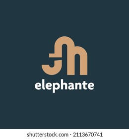 Abstract elephant vector logo design. Creative linear animal gold logotype