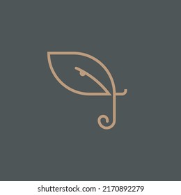 Abstract elephant vector logo design. Creative linear animal gold logotype