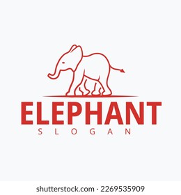 abstract elephant vector logo design. Creative linear animal logotype, wildlife, baby elephant logo