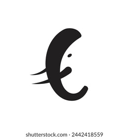 Abstract elephant vector logo design. Creative linear animal gold logotype