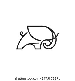 Abstract an elephant vector logo design, Creative linear animal logotype illustration
