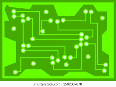 abstract eletronic diagram green circuit line and hole vintage technology background vector