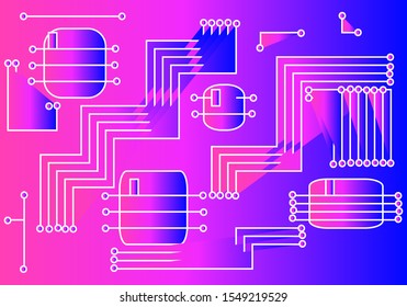 abstract eletronic line diagram purple blue gradient  technology background vector eps 10