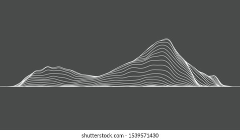 abstract elevation contour topography line for concept about minimal mountain , hill , wave form.