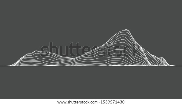 abstract elevation contour\
topography line for concept about minimal mountain , hill , wave\
form.