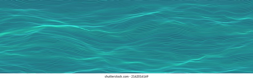 Abstract Elevation Wavy Topography Background. Strip Wave Lines Backdrop. Minimal Mountain, Hill, Wave Form Design. Vector Illustration.