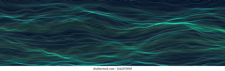 Abstract Elevation Wavy Topography Background. Strip Wave Lines Backdrop. Minimal Mountain, Hill, Wave Form Design. Vector Illustration.