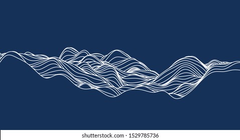 abstract elevation wavy topography strip line for concept about minimal mountain , hill , wave form.