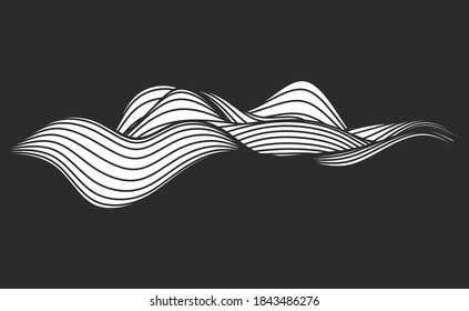 abstract elevation wavy topography strip line for concept about minimal mountain , hill , wave form.