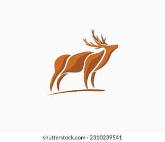 ilustración de la ilustración de la plantilla de la ilustración del logotipo de arte independiente con soporte de ciervo elk abstracto