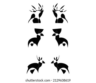 abstract elk moose deer silhouette hand drawn line art