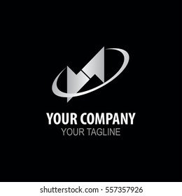 Abstract ellipse arrows logo template elements silver 