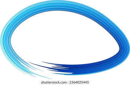 Abstract ellipse curve blue brush stroke texture gradient. Vector illustration.
