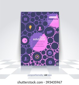 Abstract Ellipse Elements, Colorful A4 Flyer and Brochure. Catalog Cover Template, Corporate Leaflet Design
